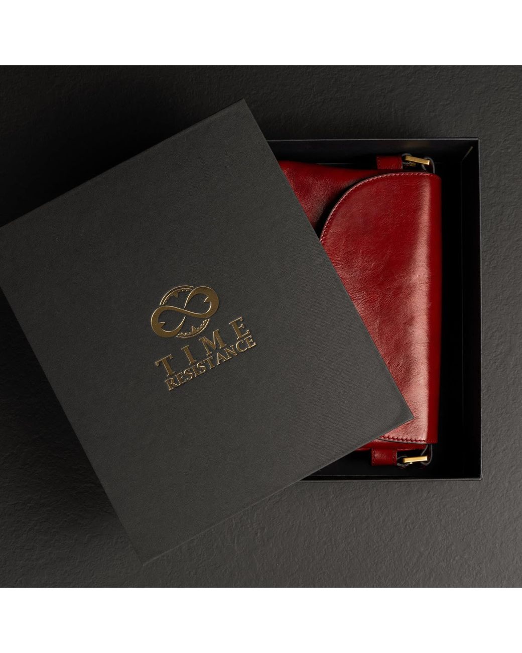 Time Resistance Red Leather Cross Body Bag For