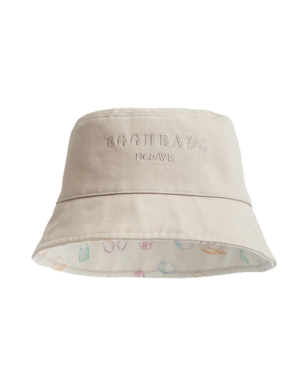 Lost Pattern Natural Neutrals Eggheads Cotton Reversible Bucket Hat