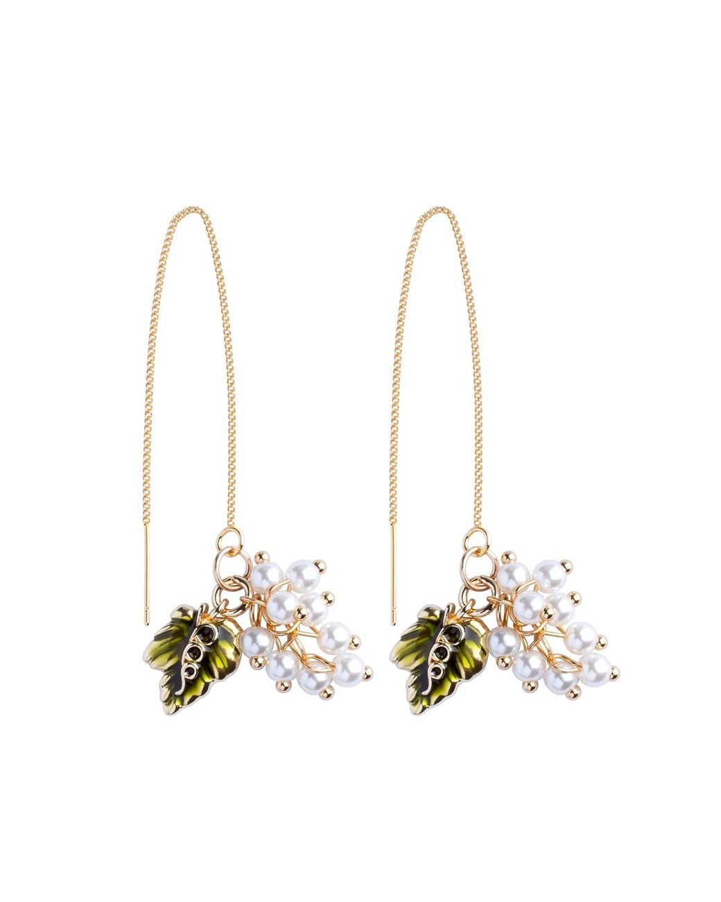My Little Nature Metallic Pearls Flower Plated Threader Earrings