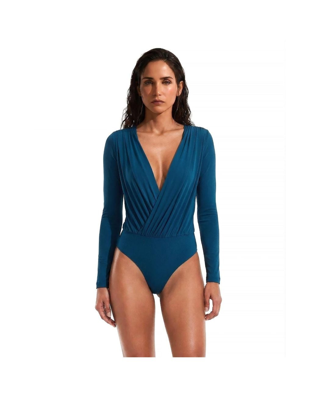 Maan Istanbul Blue Deep V-Neck Bodysuit