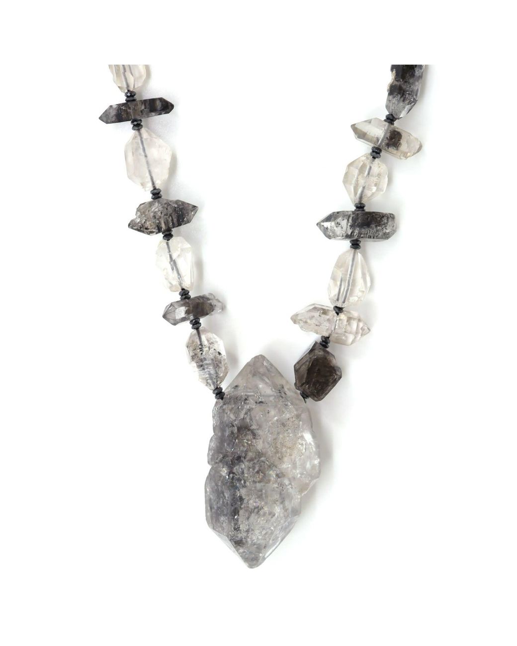 Shar Oke Metallic Tibetan Terminated Quartz Necklace
