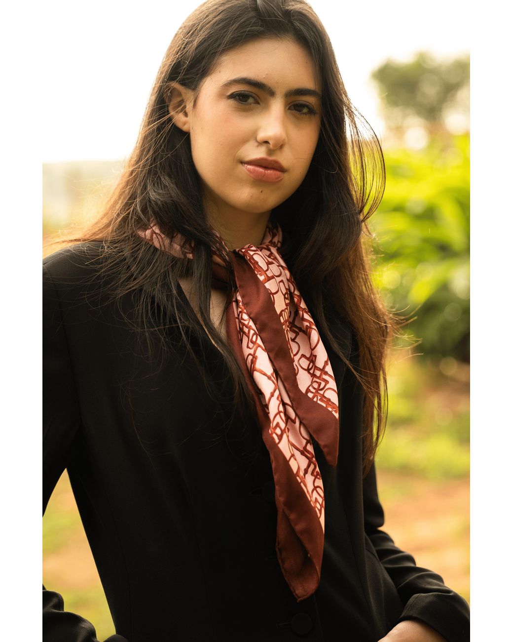 Neightiv Red Horse Bits Small Silk Scarf- Bits