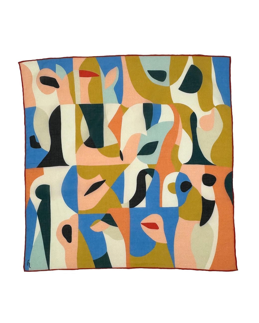 Folie Living Blue Kaleidoscope Of Memories Cotton Scarf Small