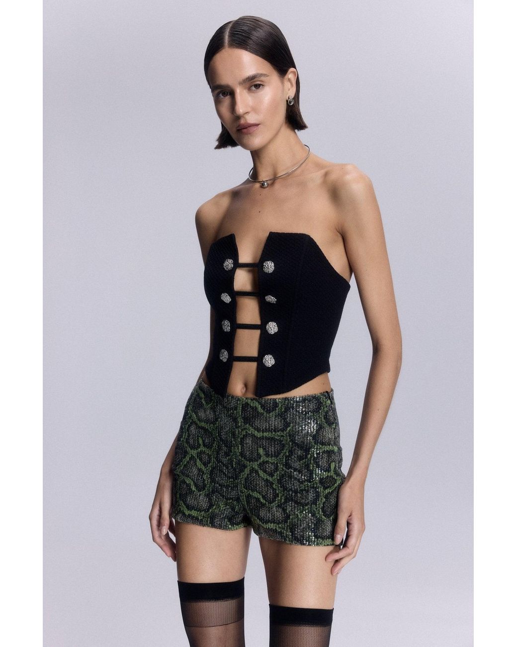 No'design Black Medusa Mini Shorts