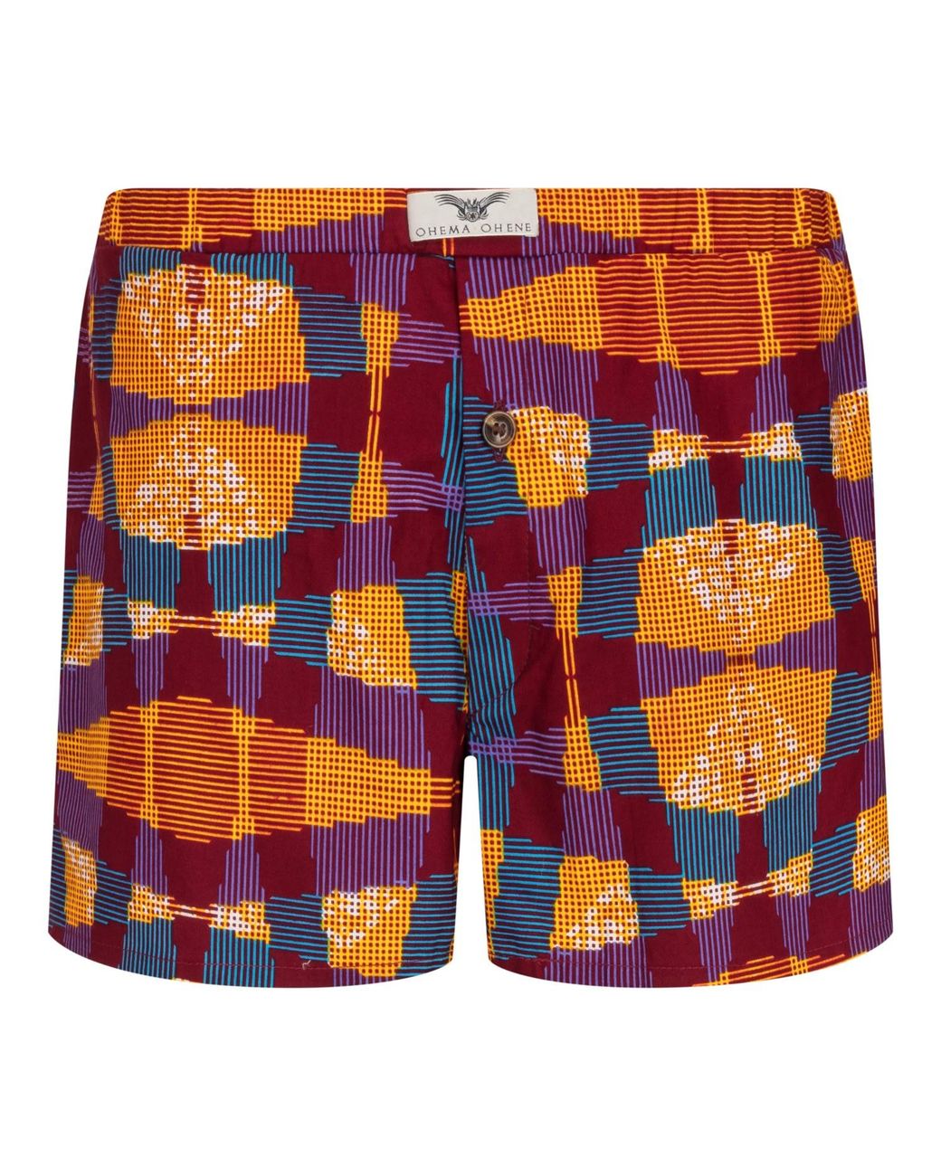 Ohema Ohene Orange African Print Cotton Boxer Shorts – Kente Print for men