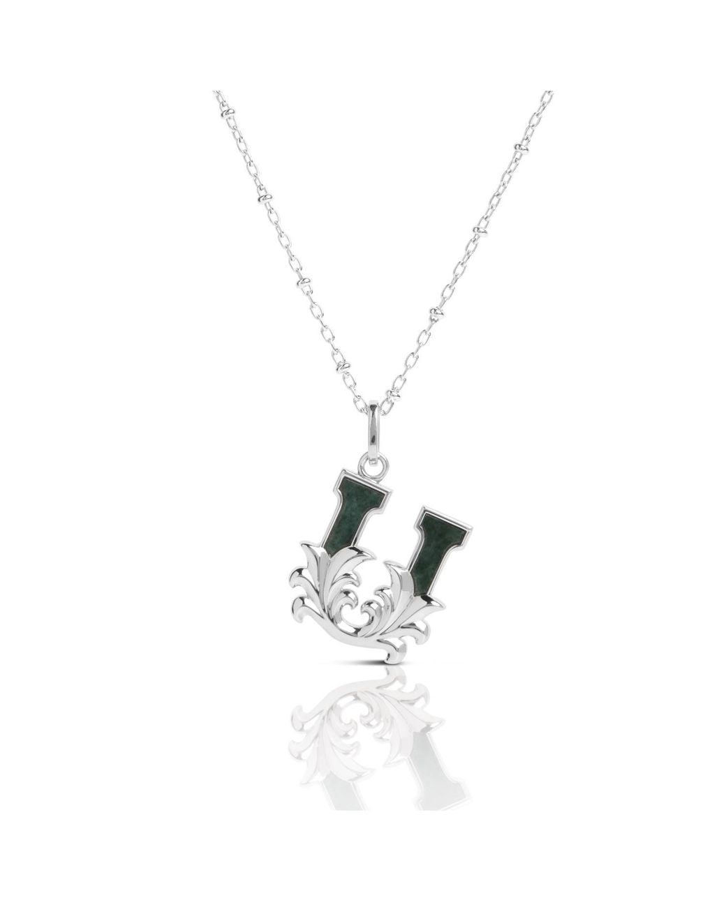 Kasun Metallic Solid U Initial Necklace With Marble
