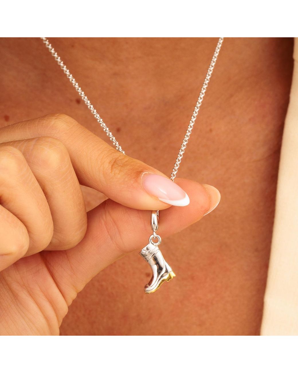 Lily Charmed Metallic Sterling Wellington Boot Charm Necklace