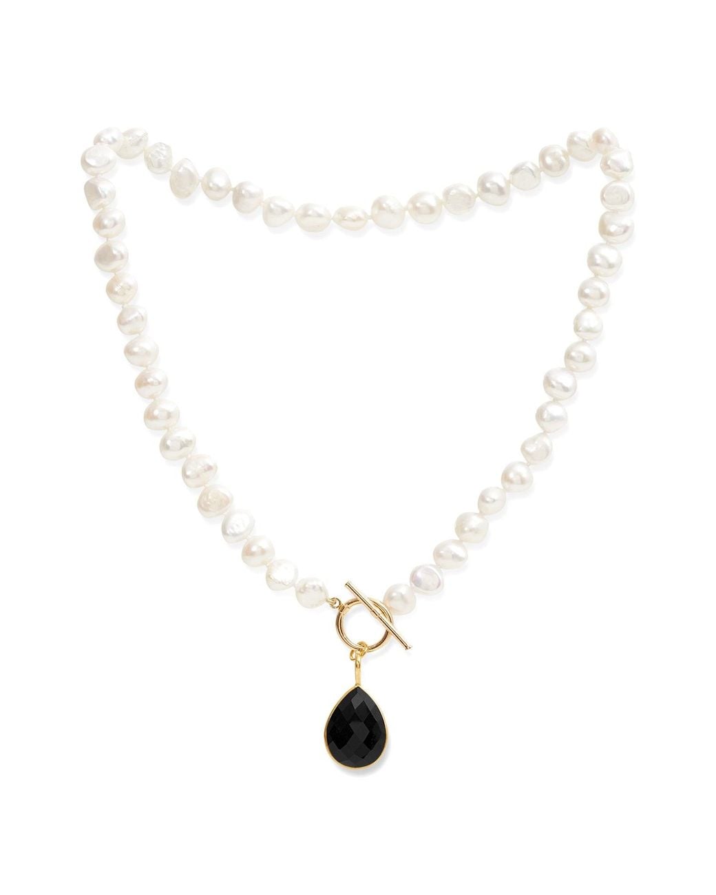 Pearls of the Orient Online Metallic Clara Cultured Irregular Freshwater Pearl Necklace With Spinel Vermeil Drop