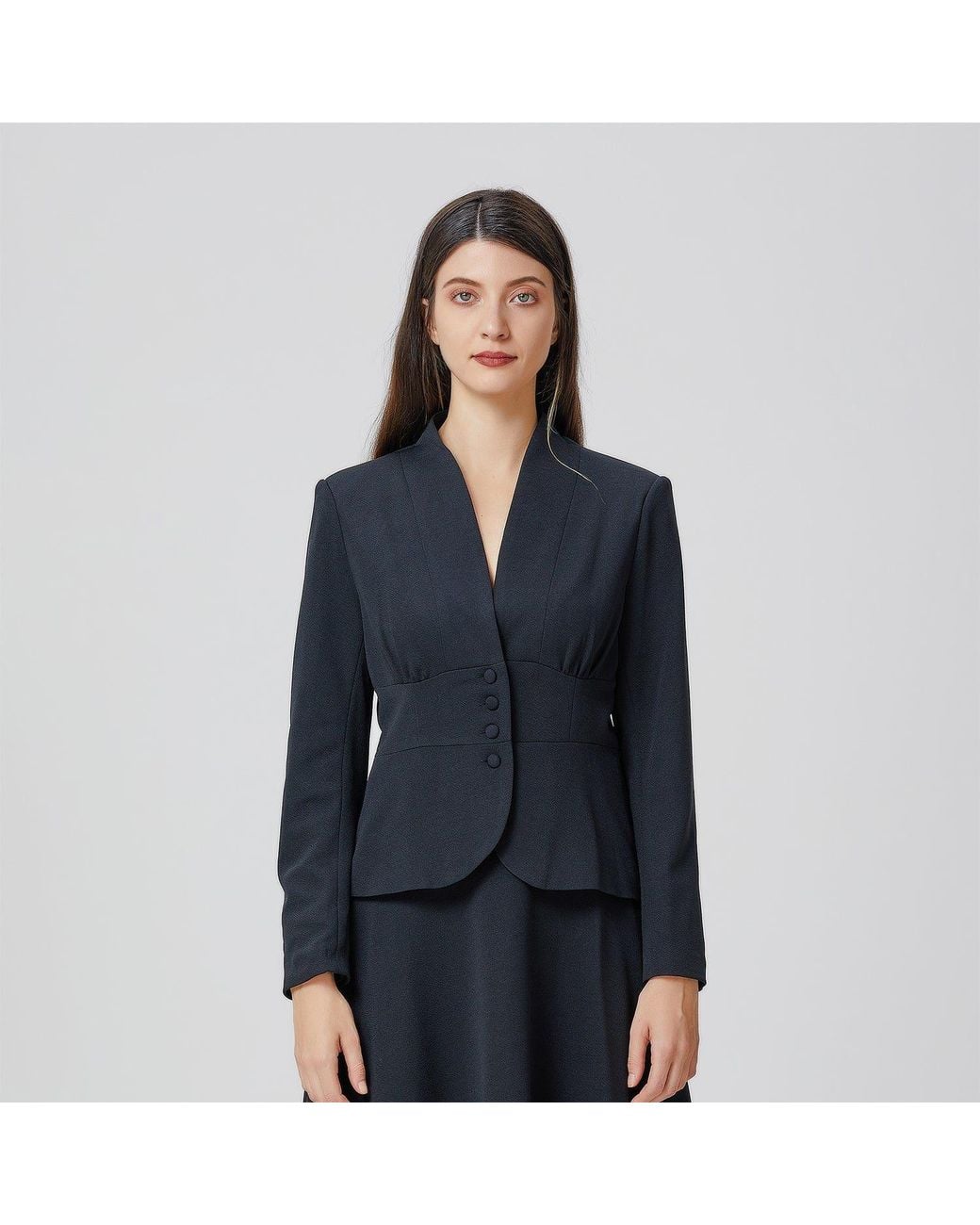 Smart and Joy Gray Fitted And Flared Jacket