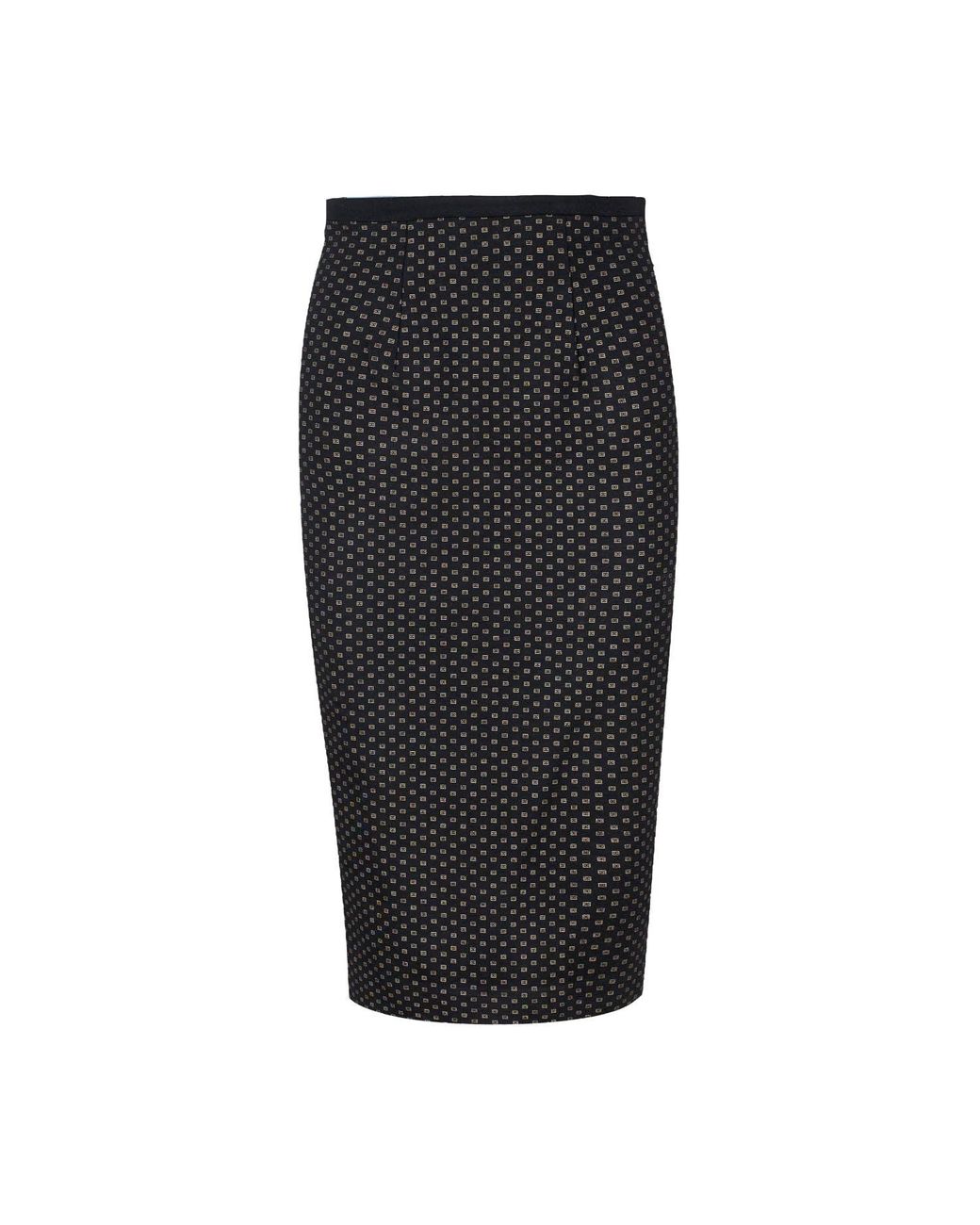 Conquista Black Print High Waist Pencil Skirt