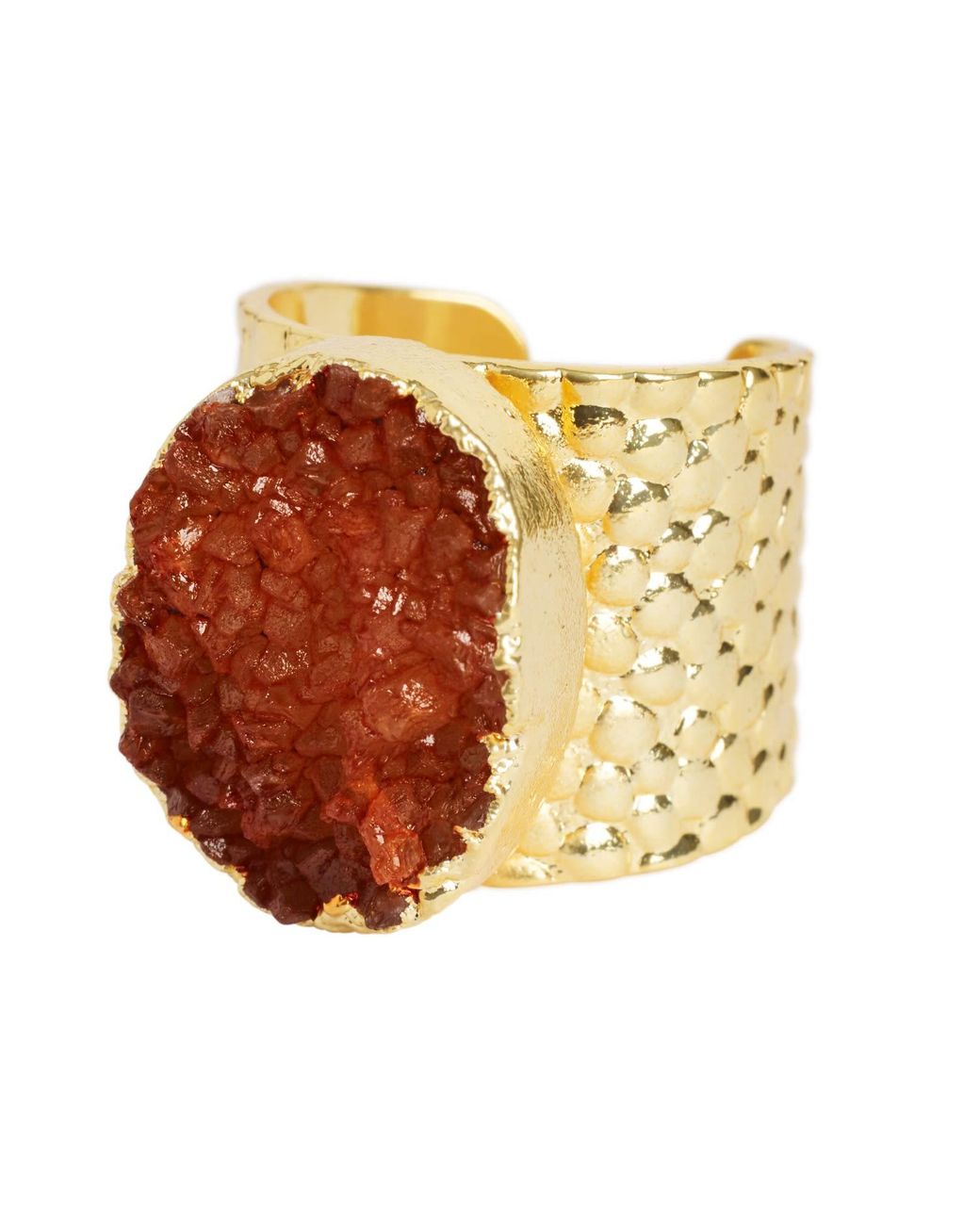YAA YAA LONDON Metallic Agate Crystal Statement Gold Ring