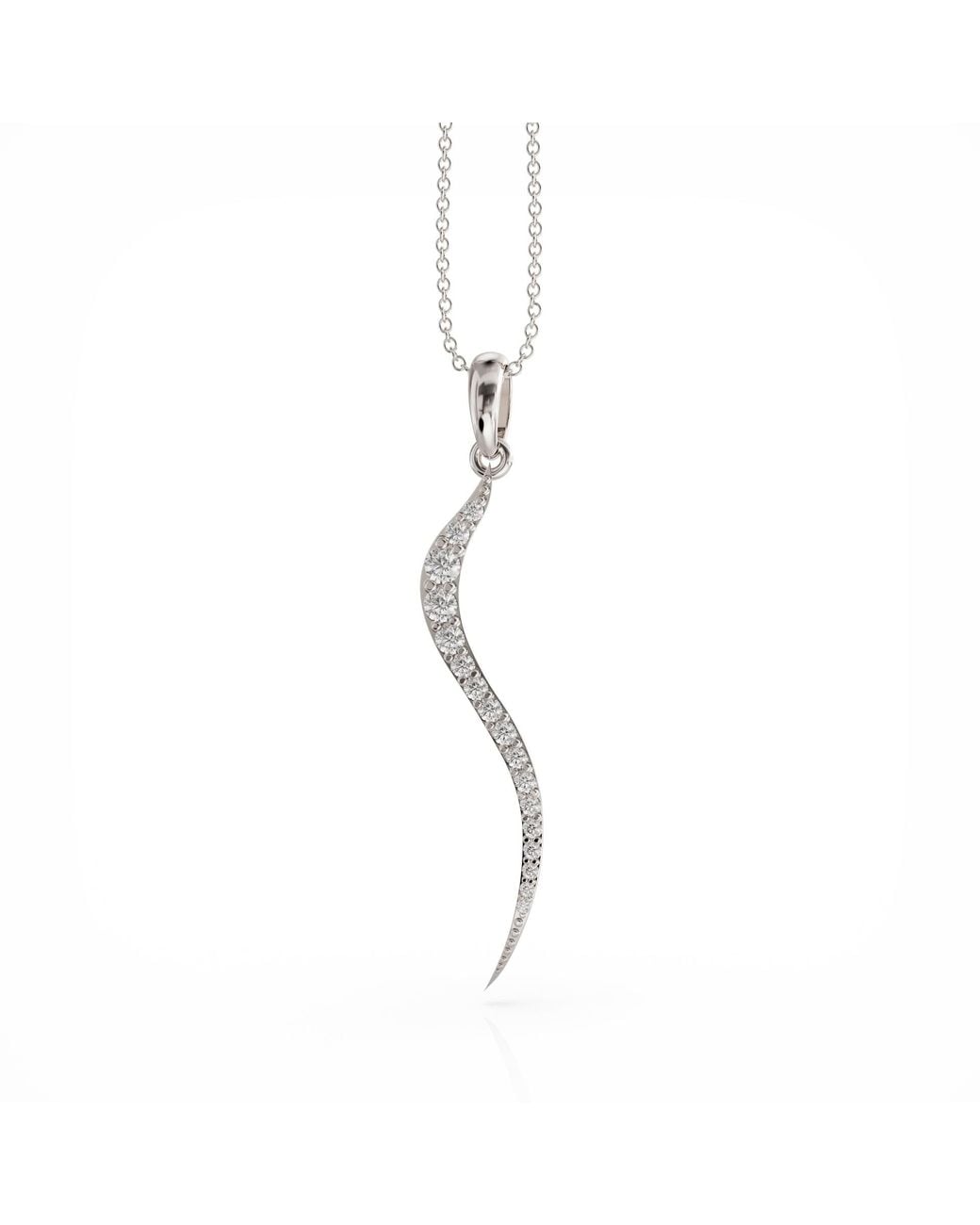Linda Fiore Metallic Swirl Necklace With Clear Cz
