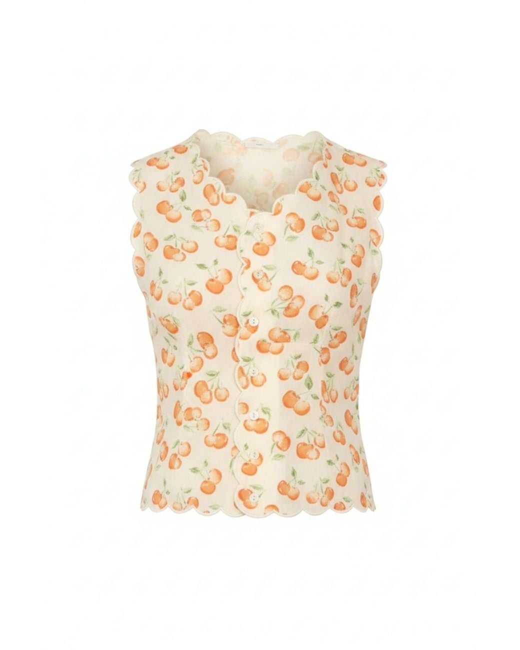 Montce White Cherry Sherbet Scalloped Vest