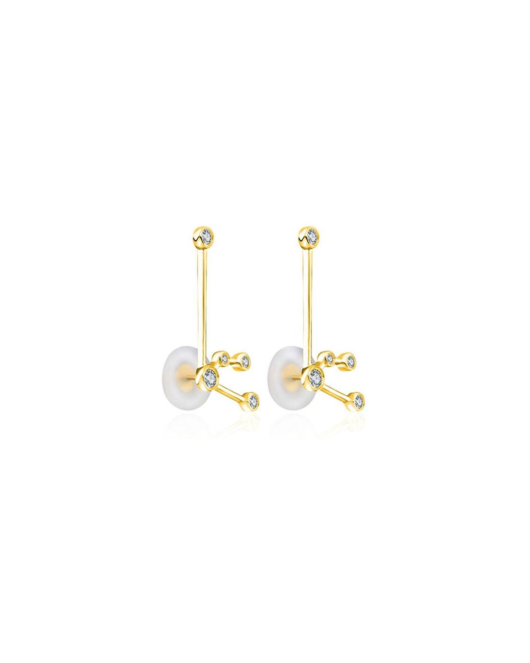 Genevieve Collection Metallic Aquarius Zodiac Constellation Earring 18K & Diamond