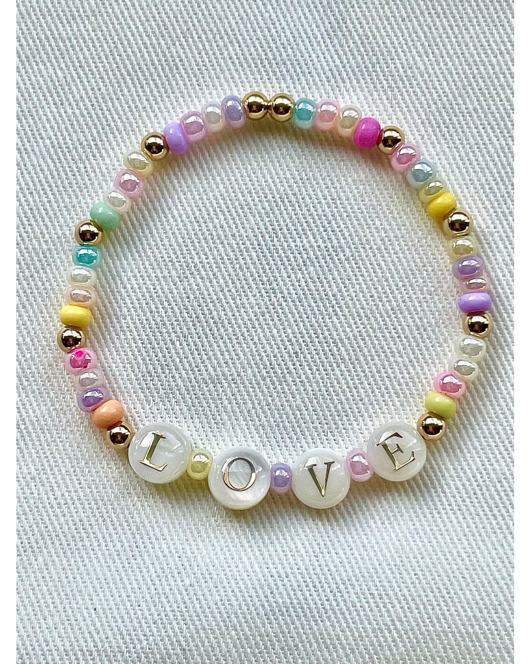 Olivia Le Metallic Love Pearl Pastel Beaded Bracelet
