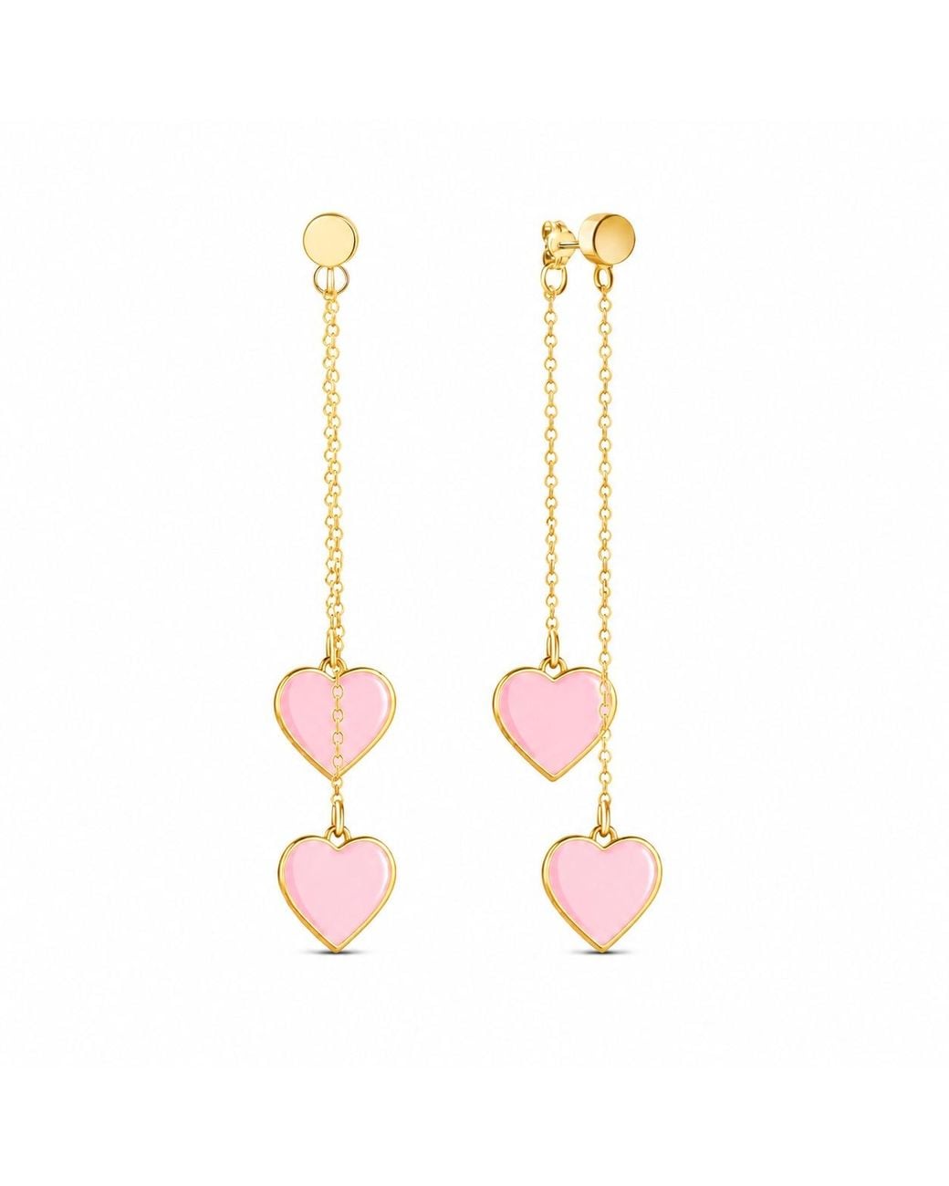 Rejected Hearts Club Pink Single Hearted Girl Double Sided Heart Charm Earrings