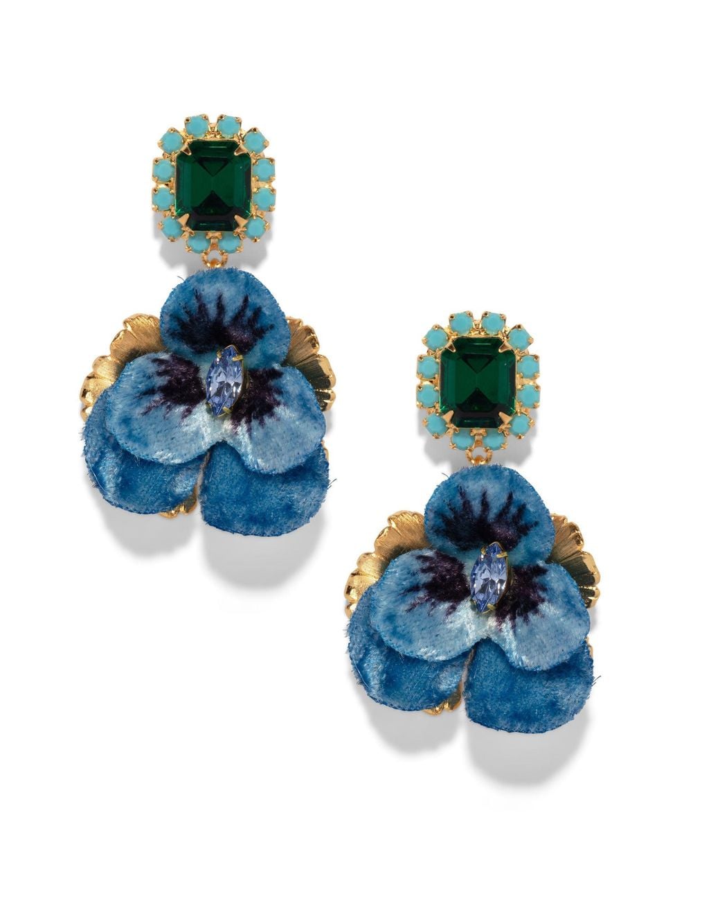 The Pink Reef Blue Emerald Pansy Earring