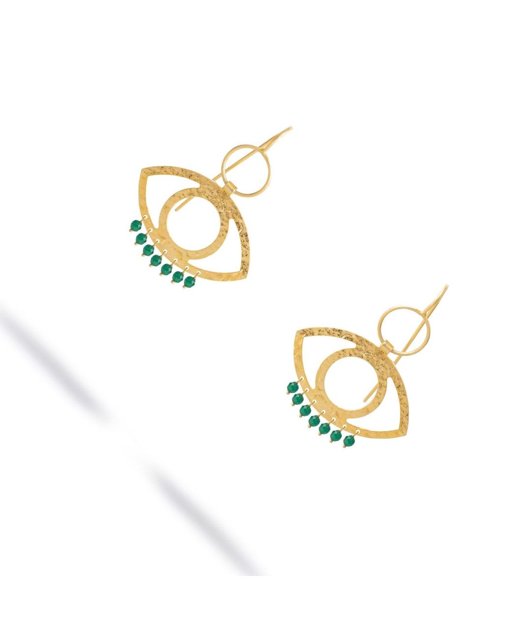 Ebru Jewelry Metallic Cleopatra's Eye Jade Earrings