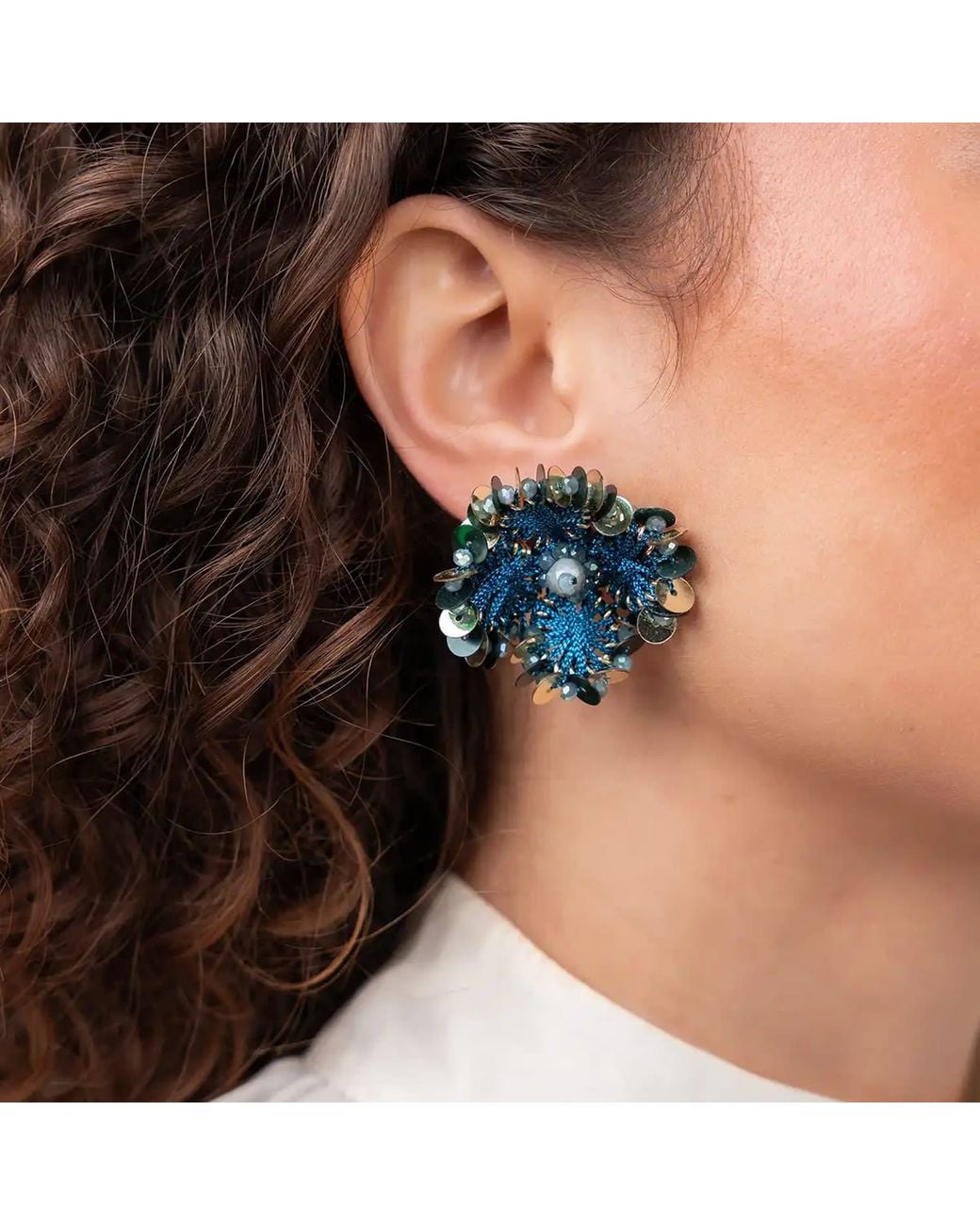 LOTT.gioielli Green Flower Earrings W/ Clip S