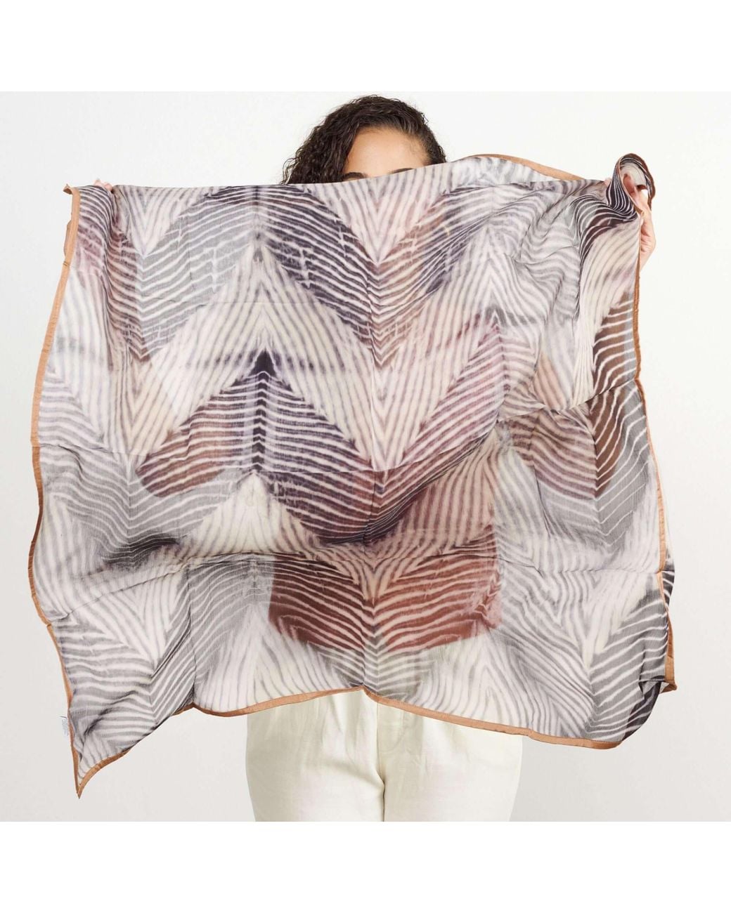 Variously Purple Chiffon Square Scarf Samu Hand Crafted Shibori Print Silk