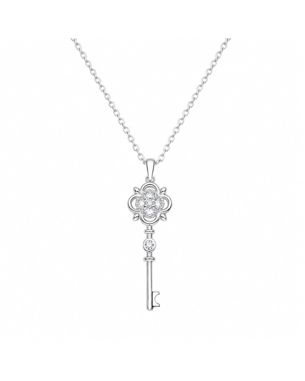 Spero London Metallic Sterling Ancient Key Necklace