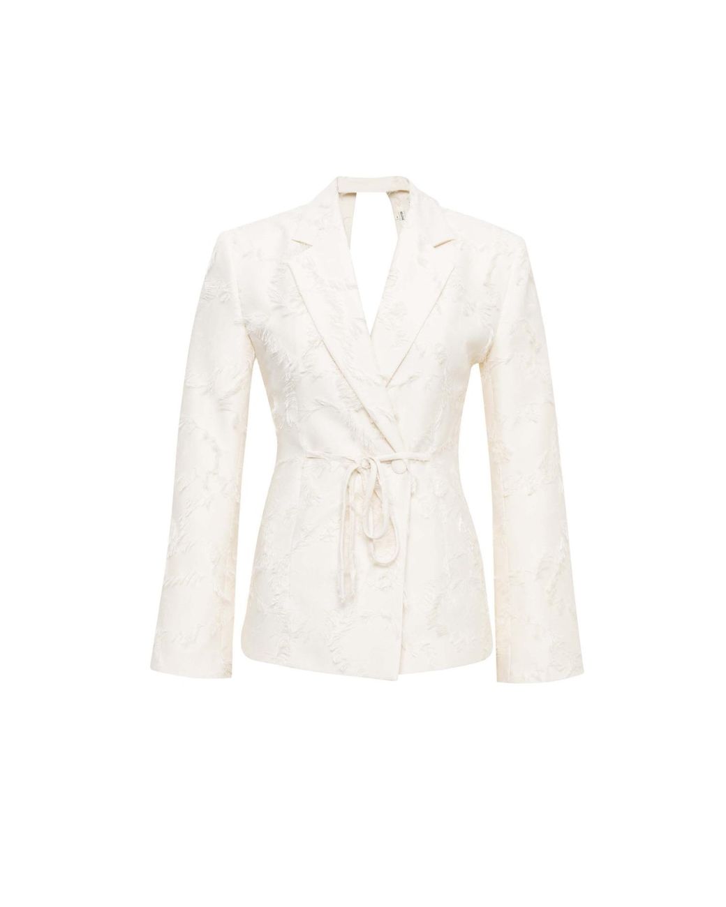 Sélone White Jora Fringe Open-Back Blazer Cream