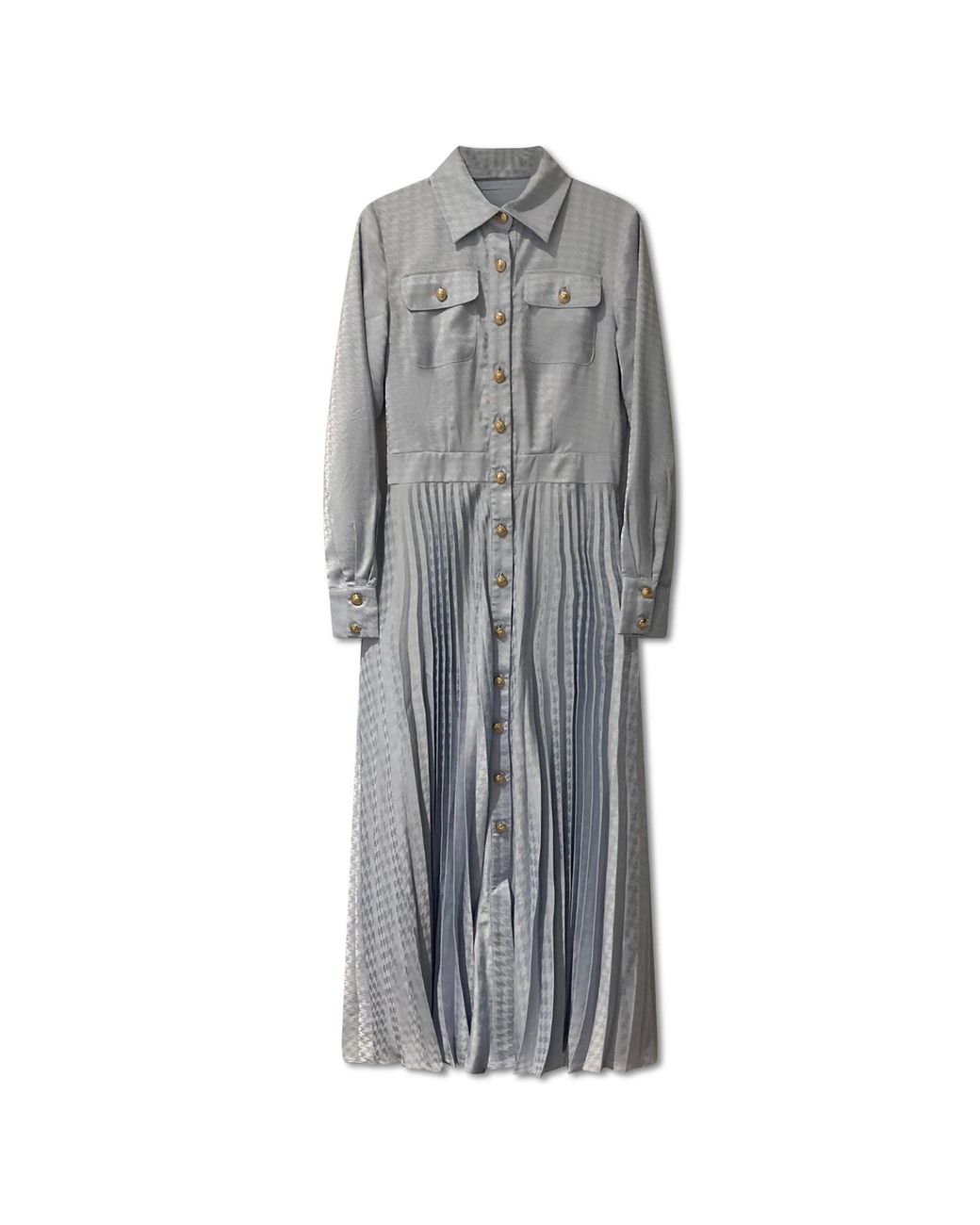 Roch Perel Gray Jacquard Crepe Midi Dress