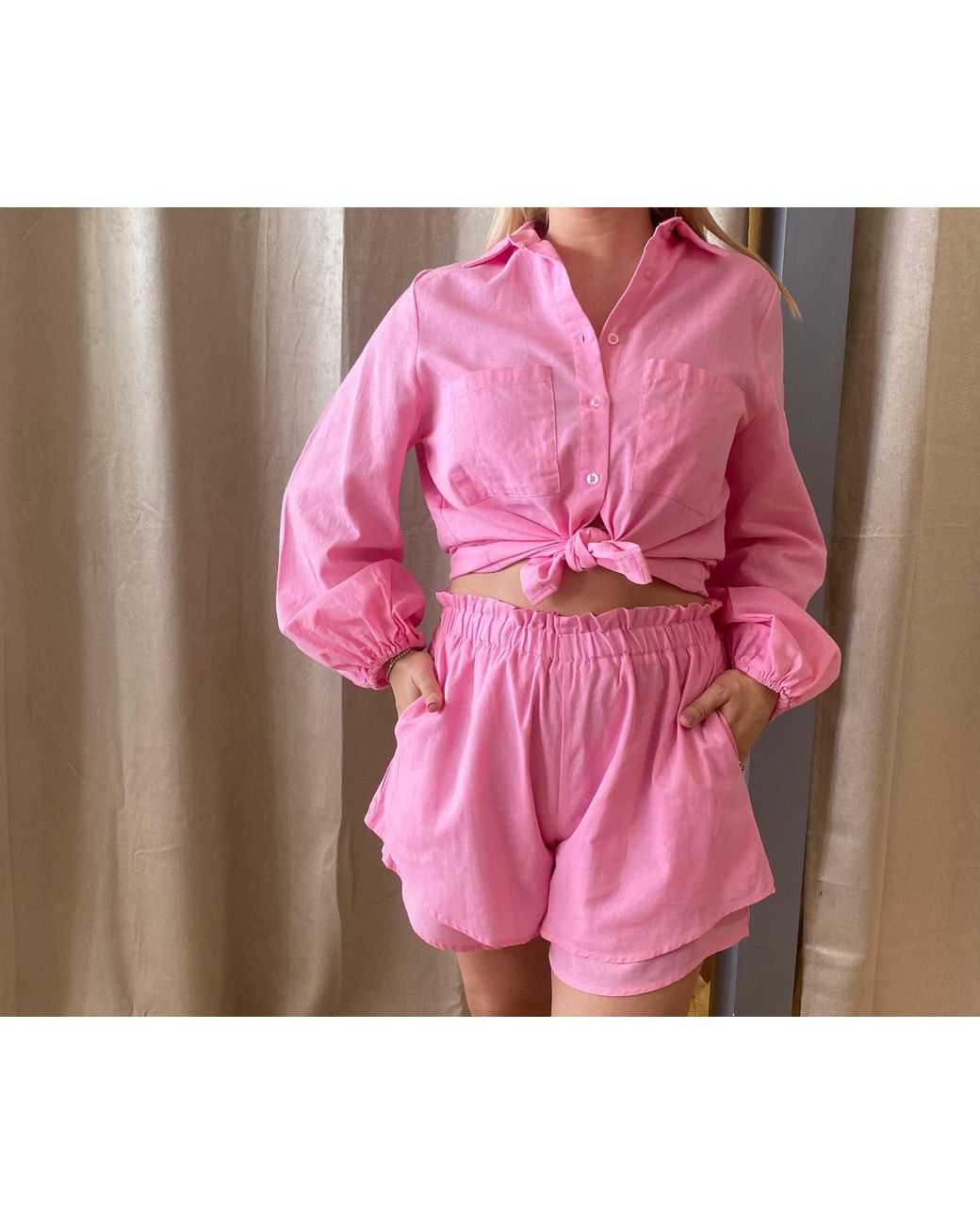 Lula-Ru Pink Carla Cotton Shirt Pinik