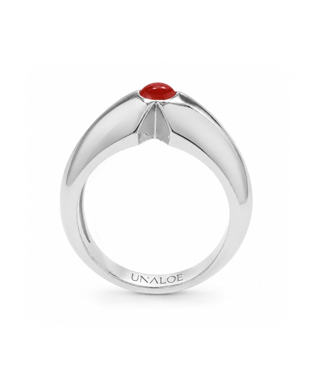 Unaloe White Coral Geometric Statement Ring – Sterling