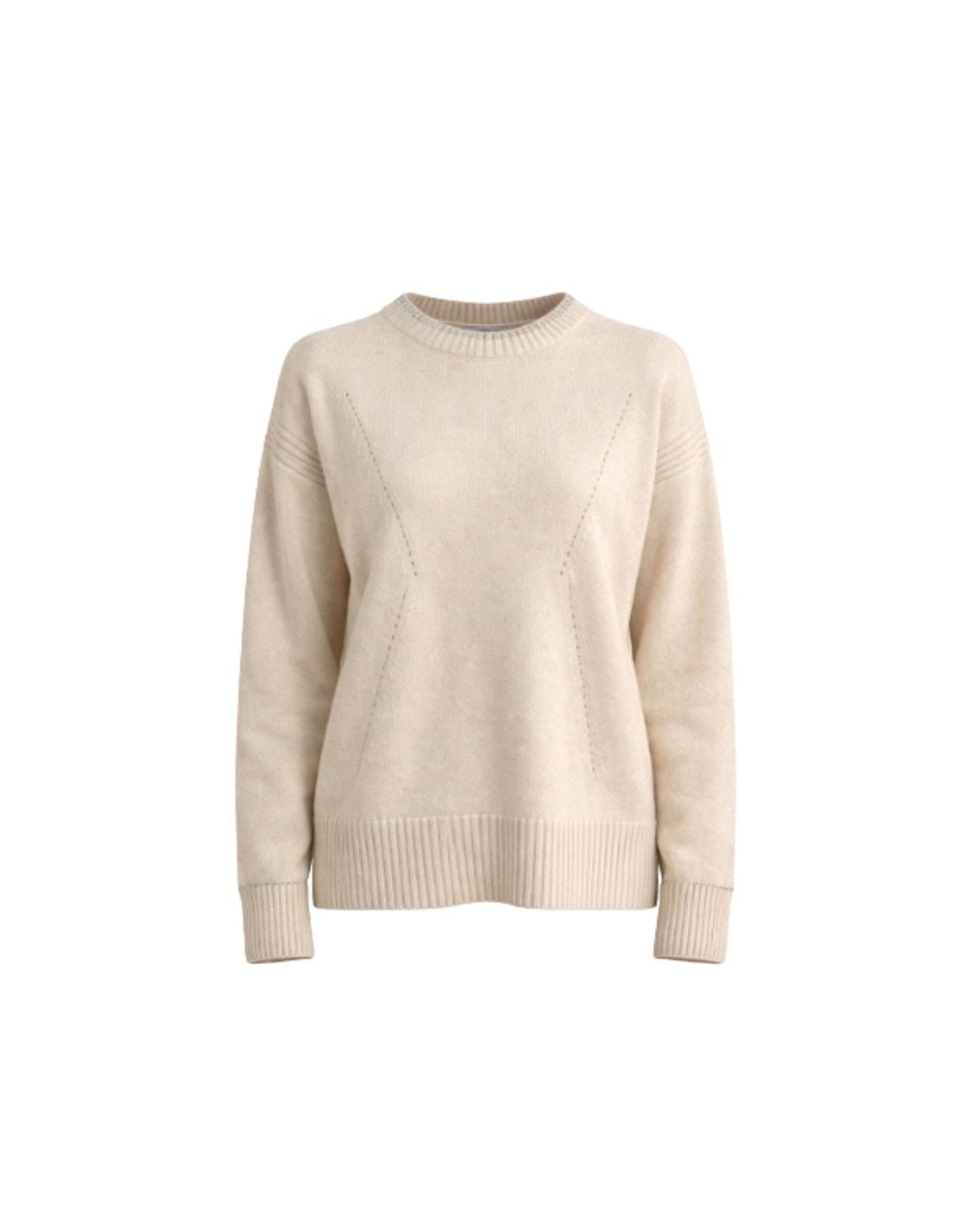 Nuvv Collection Natural Neutrals Cashmere-Wool Blend Round Necked Knit Sweater