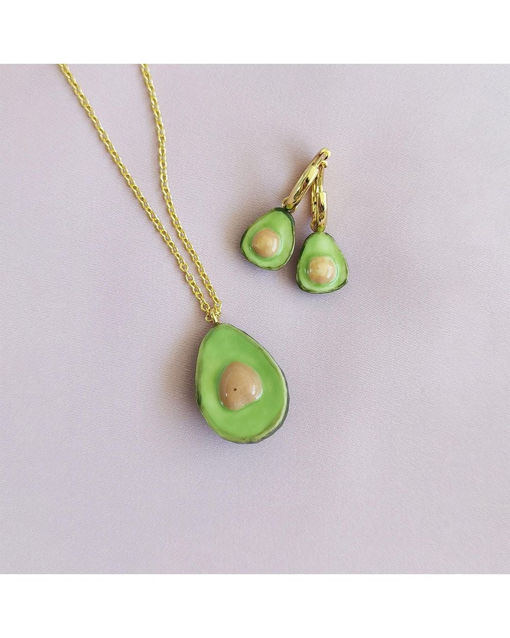 POPORCELAIN Green Mini Porcelain Avocado Clip On Earrings