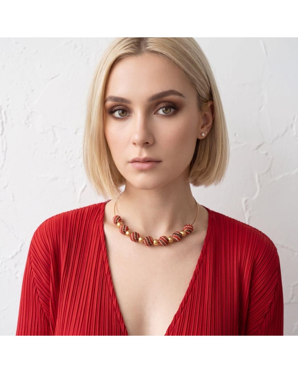 Iliana Arrazola Metallic Magic Ball Necklace, Glass Beads, Beaded Jewelry