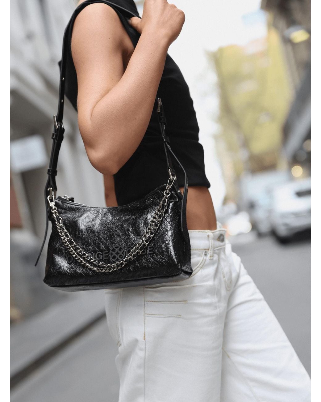Orange Cube Black Metropolitan Shoulder Bag