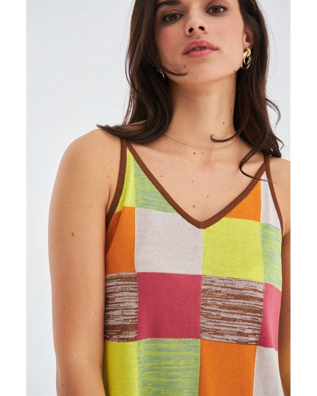 Peraluna Multicolor Bonjo Summer Patch Knit Strap Dress