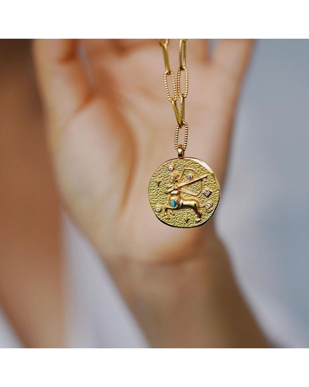 Aurozia Metallic Constellations Sagittarius Double-Sided Coin Necklace