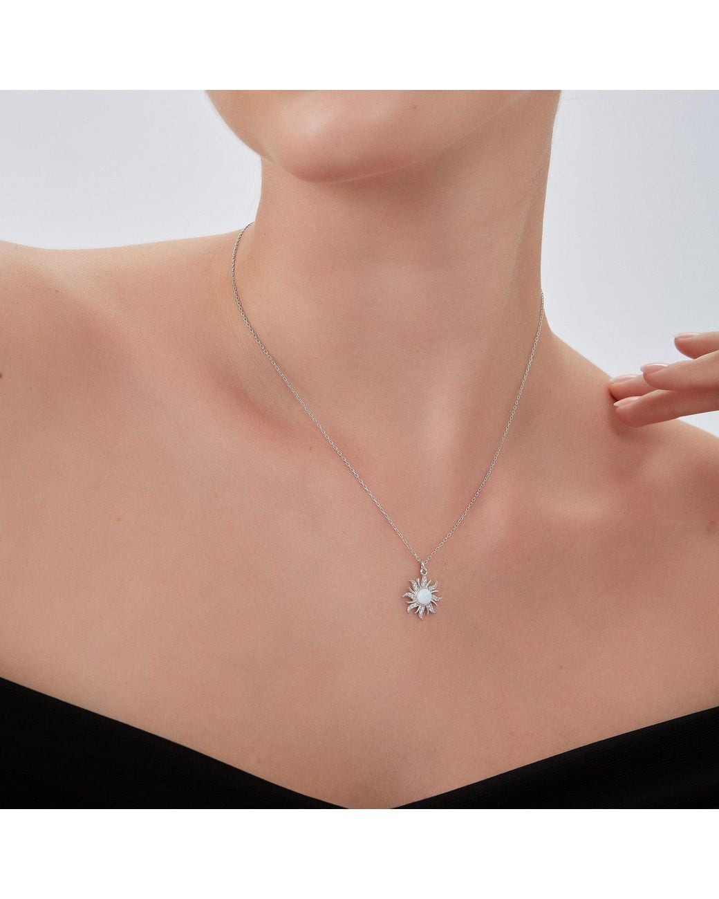 Spero London Metallic Opal Sun & Sunburst & Saturn Necklace Layering Set