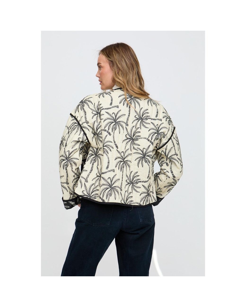 Raffya Multicolor Felicity Palm Print Reversible Jacket