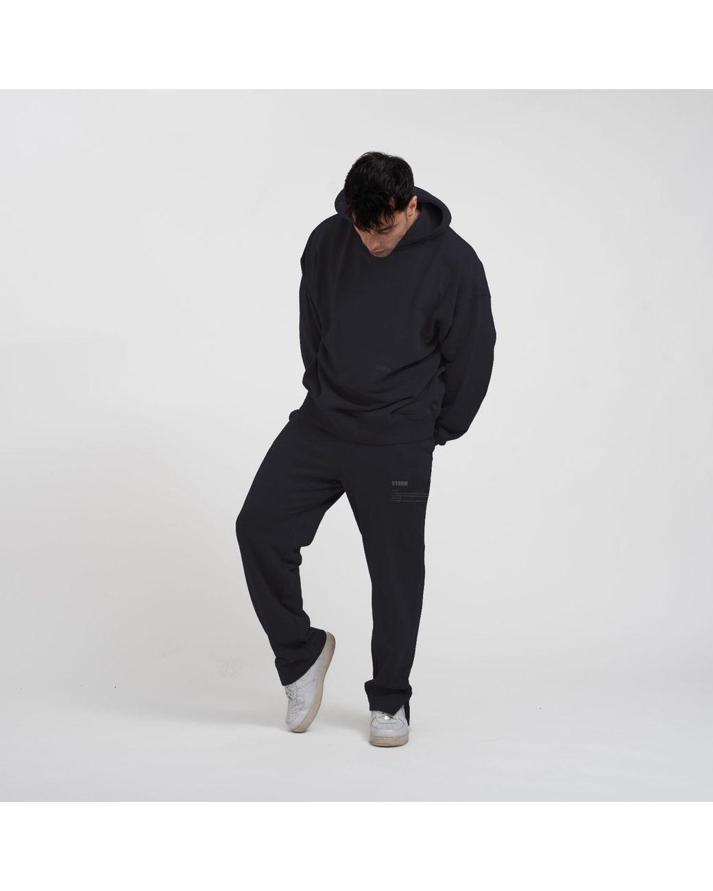 Storm Black Essential Side Slit Sweatpants Midnight for men