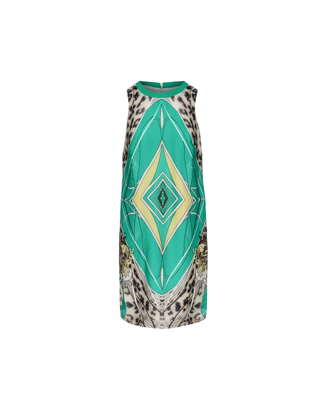 Conquista Green Animal Print Sleeveless Dress