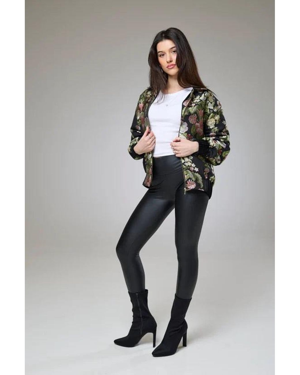 Lioness by Tf Black Floral Heaven Bomber Jacket