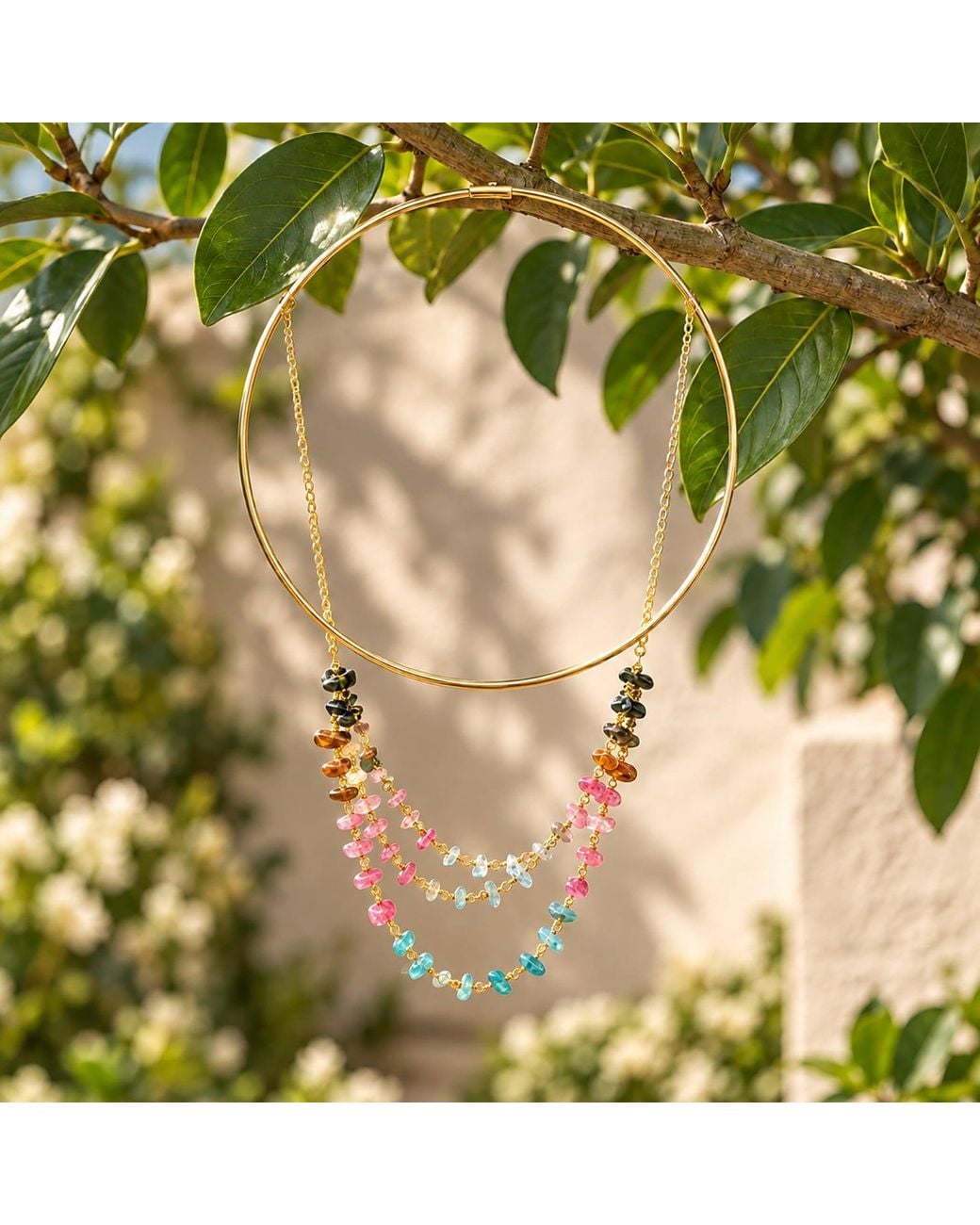 Rare Matters Jewelry Metallic Tourmaline Layered Necklace