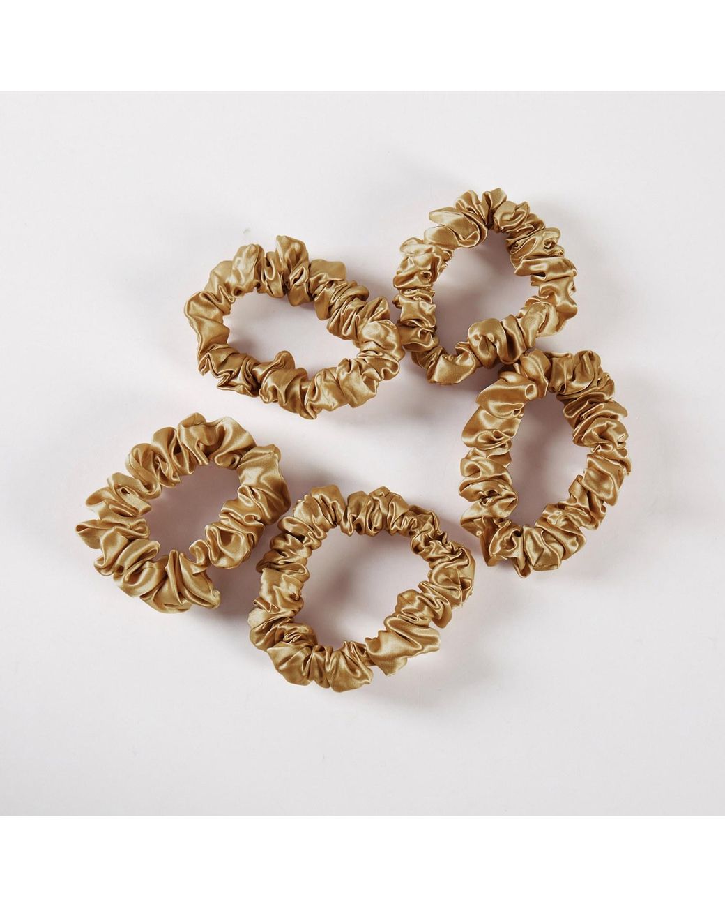 Soft Strokes Silk Metallic Pure Mulberry Silk Mini Scrunchie Set Of Five