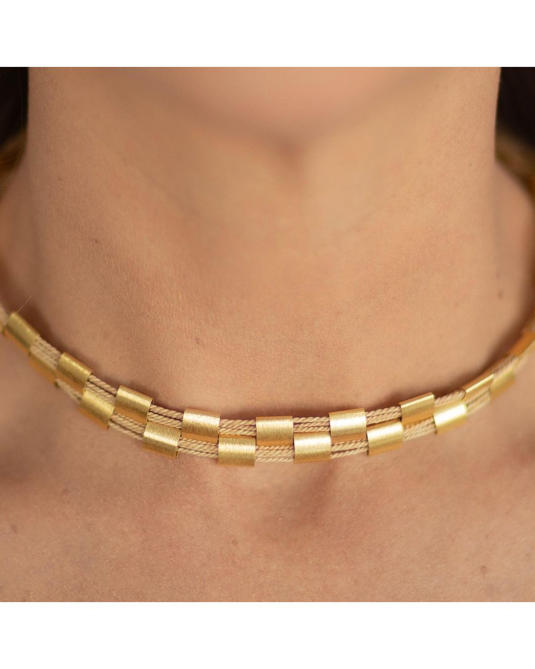 Nart Nature Making Art Metallic The Chain Buriti Natural Fiber Necklace