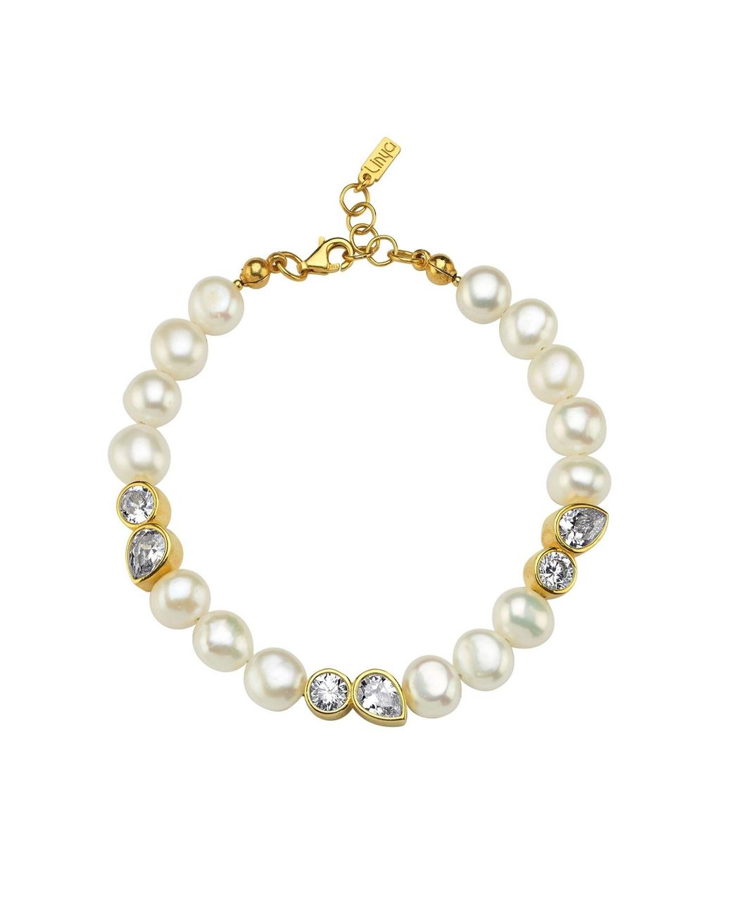 LINYA JEWELLERY Metallic Diana Stone Pearl Bracelet