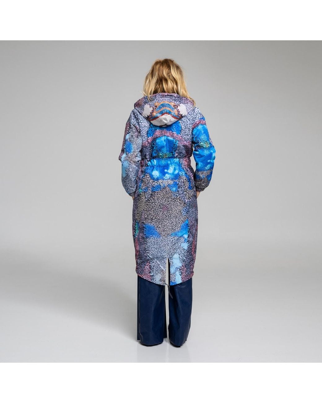 ARTISTA Blue Tara Printed Hooded Coat