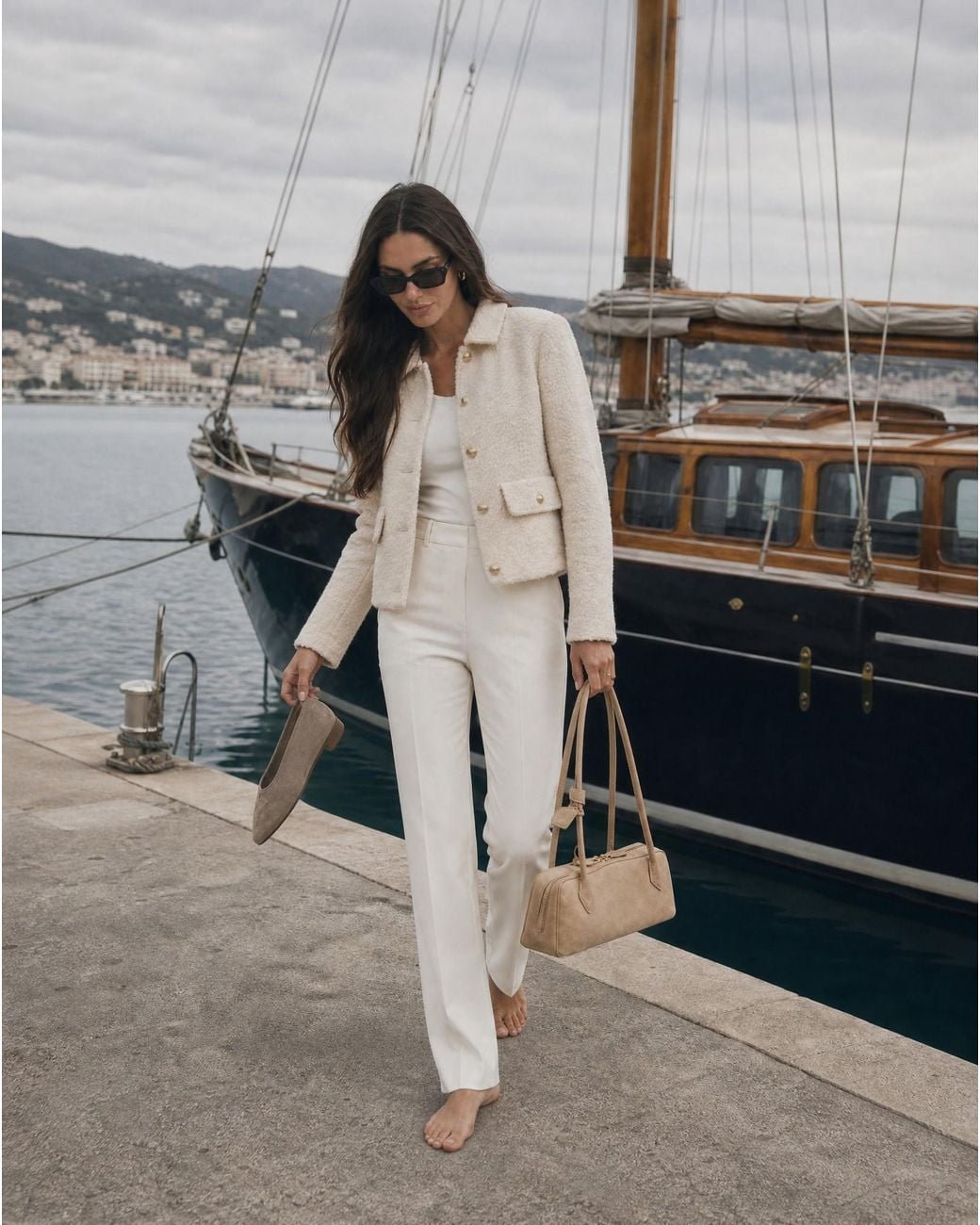 ROAV Natural Neutrals Short Cream Wool Blend Bouclé Jacket
