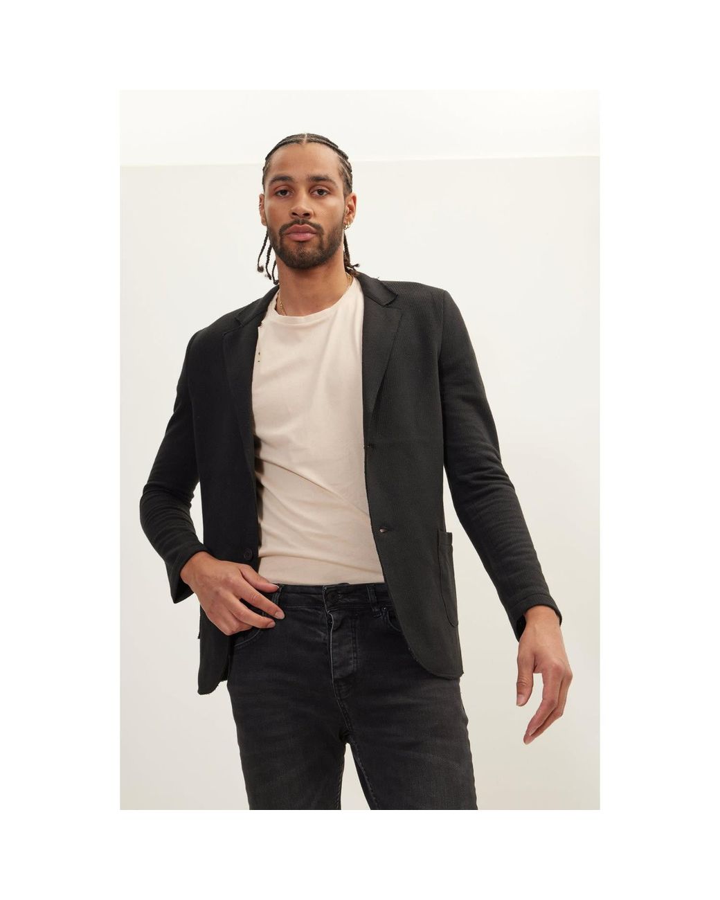 Ron Tomson Black Cotton Blend Knit Cardigan for men