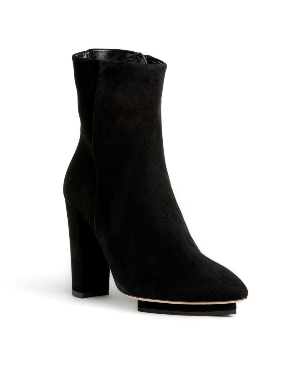 Beautiisoles by Robyn Shreiber Made in Italy Black Teresa Suede Bootie Comfortable Hidden Platform & Zipper Work Day Or Evening