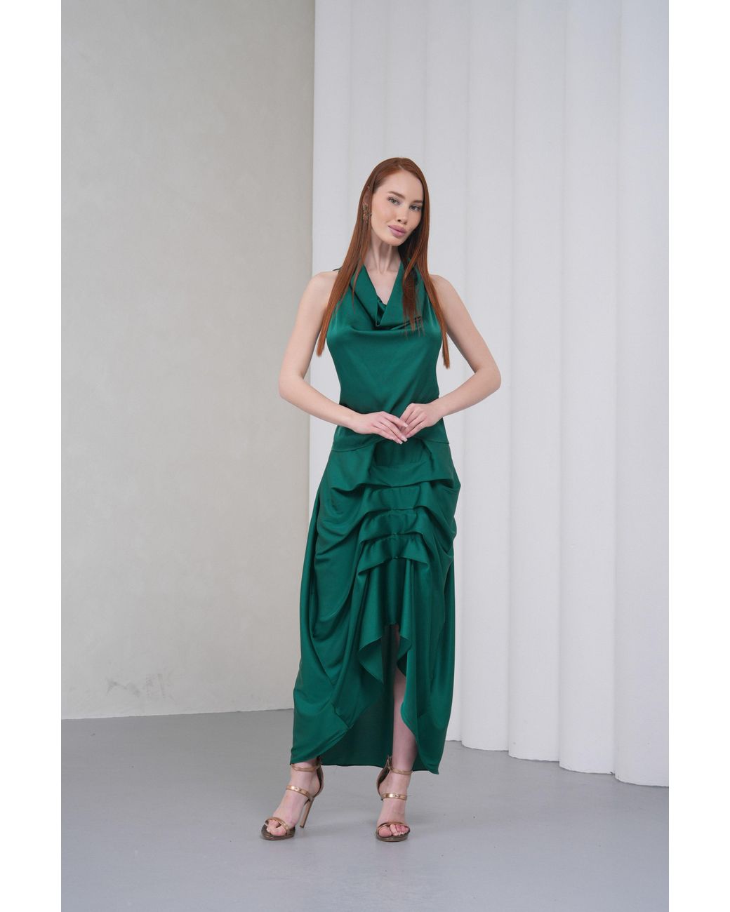 Lumina Eligma Green The Vanguard Skirt Silk