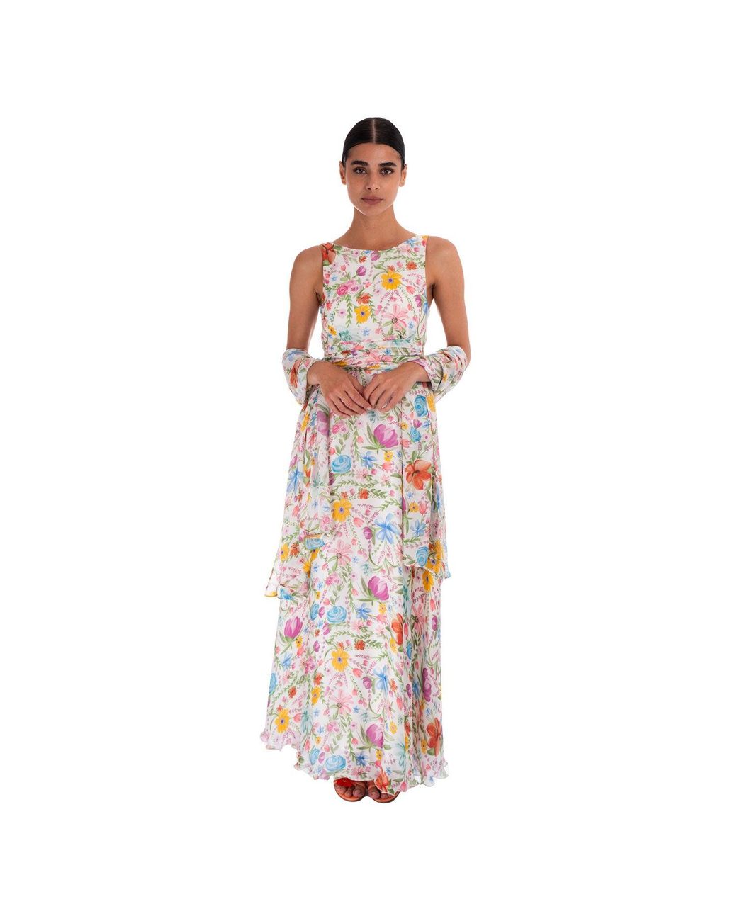 Sofia Tsereteli White Watercolour Garden Gown